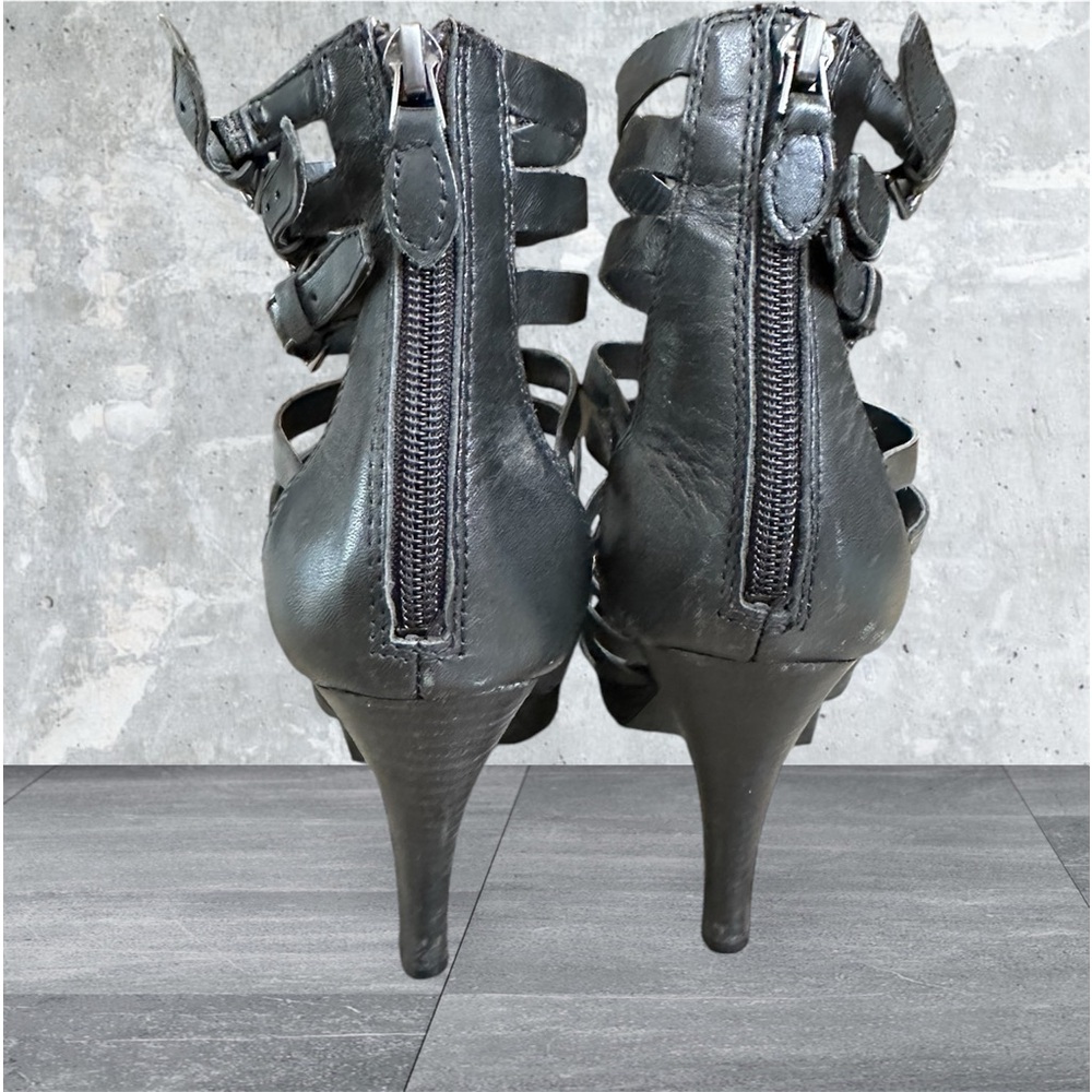 Via Spiga high heel sz 7 leather Roman strappy buckles platform dress shoes - Picture 7 of 12